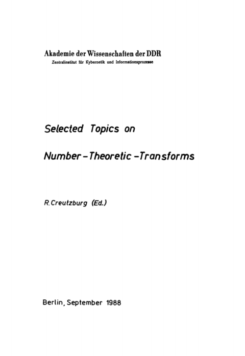 Cover image for book Selected Topics on Number-Theoretic Transforms