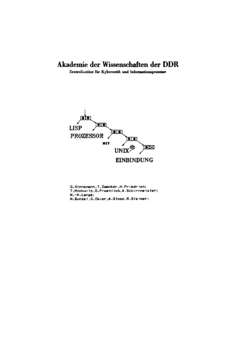Cover image for book Lisp Prozzesor mit Unix-Einbindung
