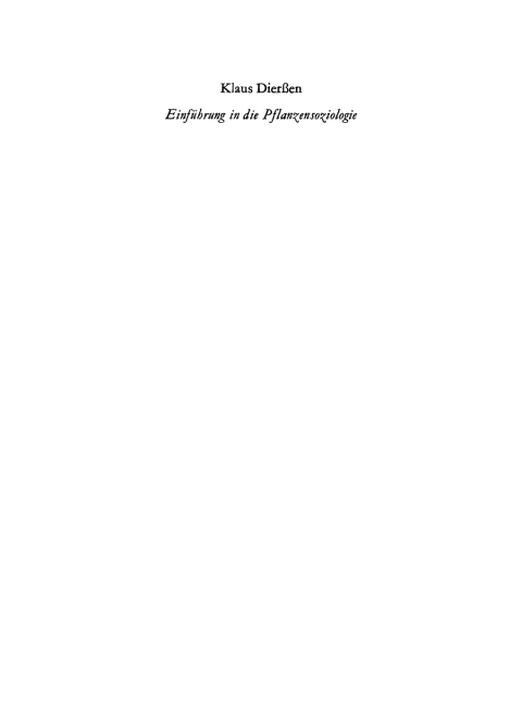Cover image for book Einführung in die Pflanzensoziologie