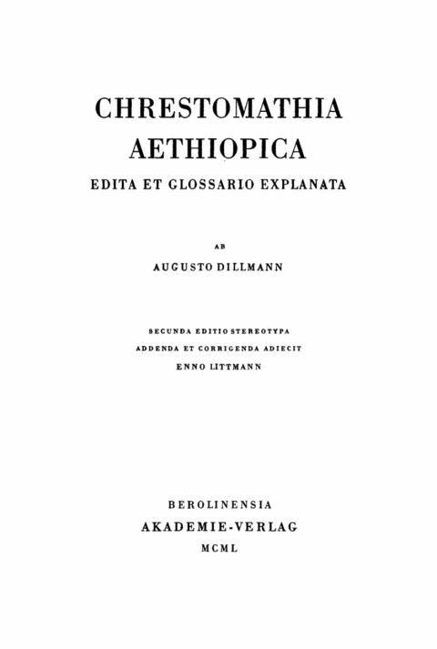 Cover image for book Chrestomathia Aethiopica