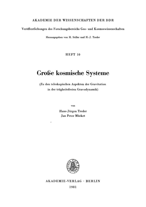 Cover image for book Große kosmische Systeme
