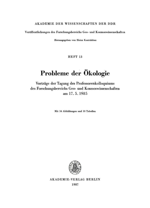 Cover image for book Probleme der Ökologie
