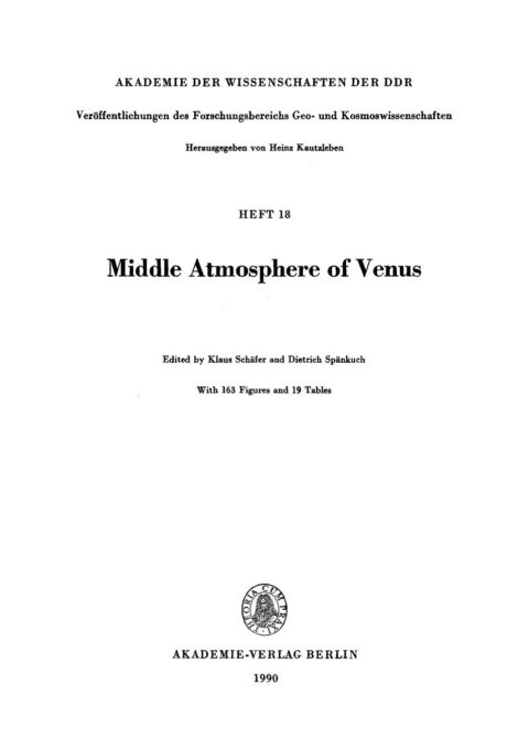 Cover image for book Middle Atmosphere of Venus