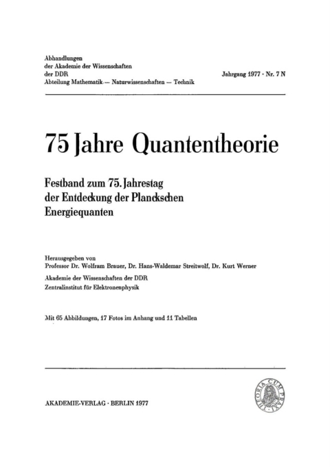 Cover image for book 75 Jahre Quantentheorie