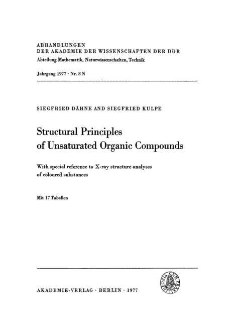 Cover image for book Structural Principles of Unsaturated Organic Compounds