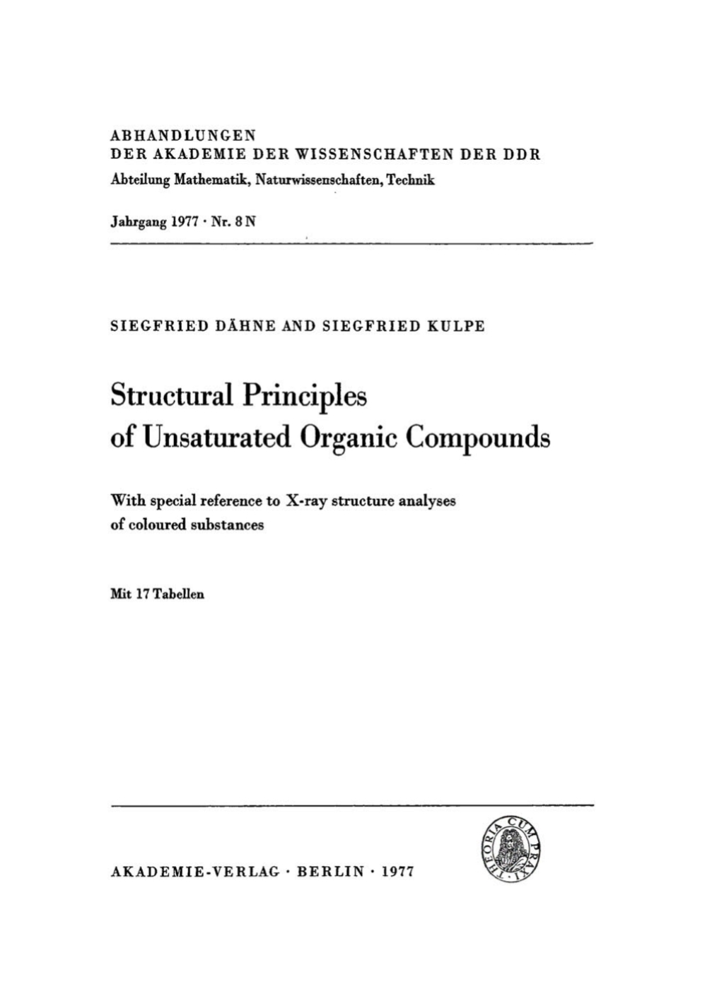 Page Fidelity Structural Principles of Unsaturated Organic Compounds; $174.26