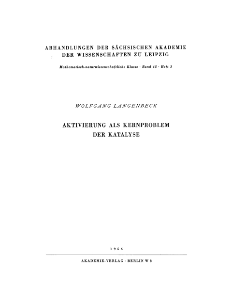 Cover image for book Aktivierung als Kernproblem der Katalyse
