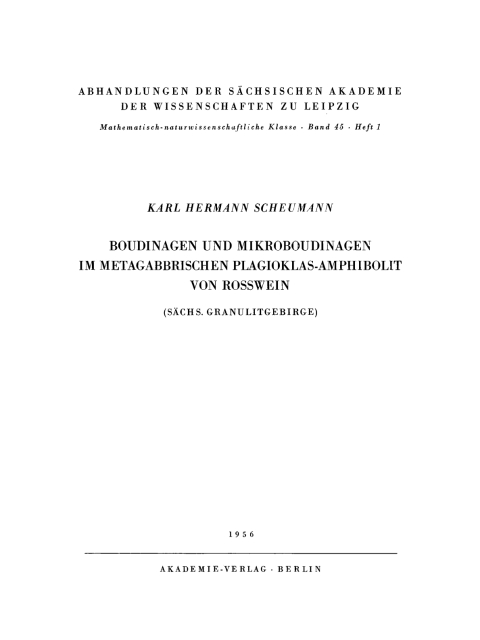 Cover image for book Boudinagen und Mikroboudinagen im metagabbrischen Plagioklas-Amphibolit von Rosswein