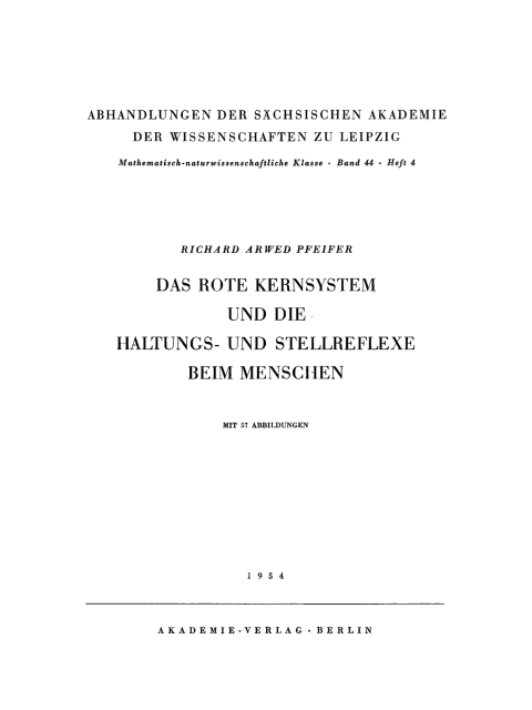 Cover image for book Das rote Kernsystem und die Haltungs- und Stellreflexe beim Menschen
