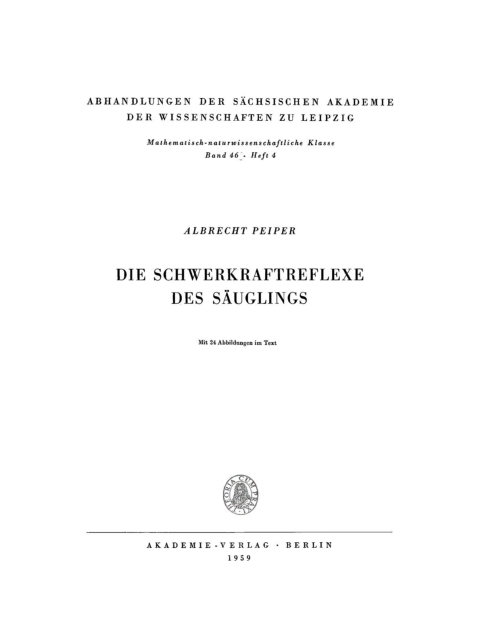Cover image for book Die Schwerkraftreflexe des Säuglings