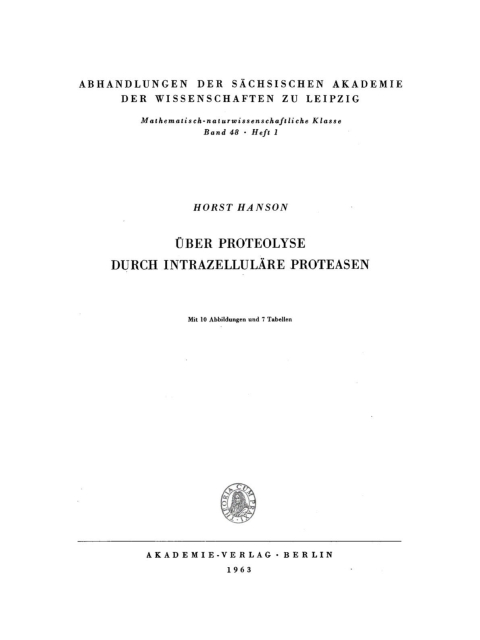 Cover image for book Über Proteolyse durch intrazelluläre Proteasen