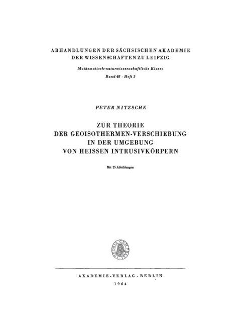 Cover image for book Zur Theorie der Geoisothermen-Verschiebung in der Umgebung von heissen Intrusivkörpern