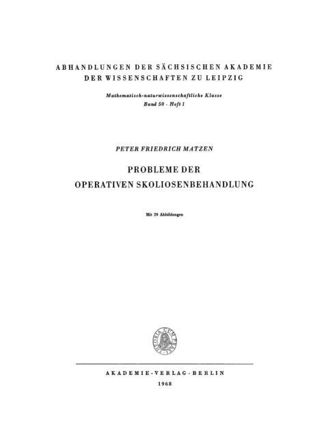 Cover image for book Probleme der operativen Skoliosenbehandlung