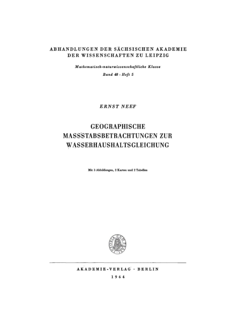 Cover image for book Geographische Massstabsbetrachtungen zur Wasserhaushaltsgleichung