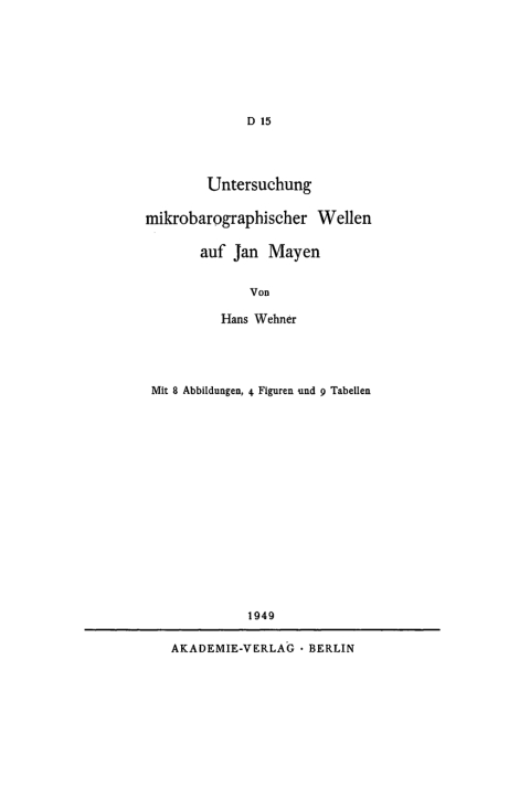 Cover image for book Untersuchung mikrobarographischer Wellen auf Jan Mayen