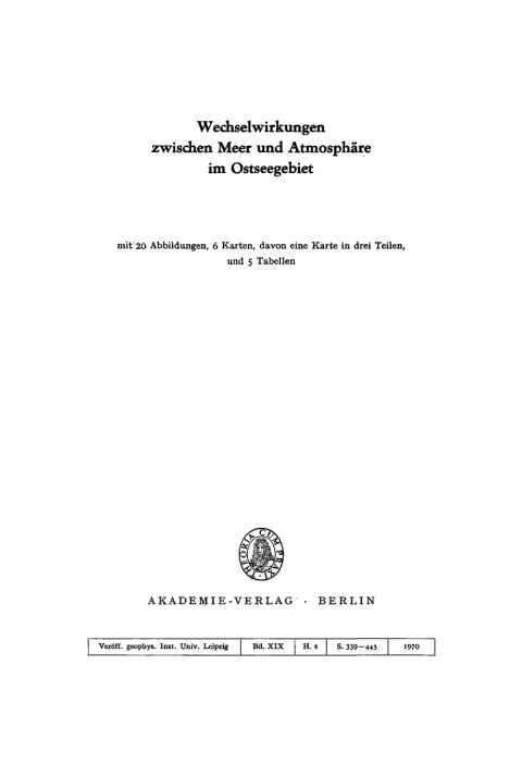 Cover image for book Wechselwirkungen zwischen Meer und Atmosphäre im Ostseegebiet
