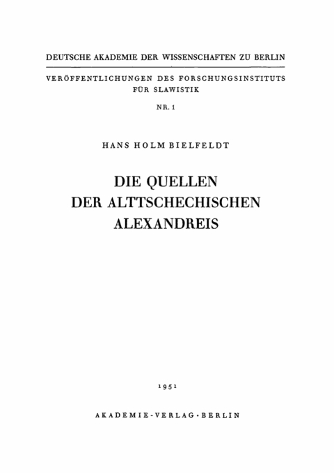 Cover image for book Die Quellen der Alttschechischen Alexandreis