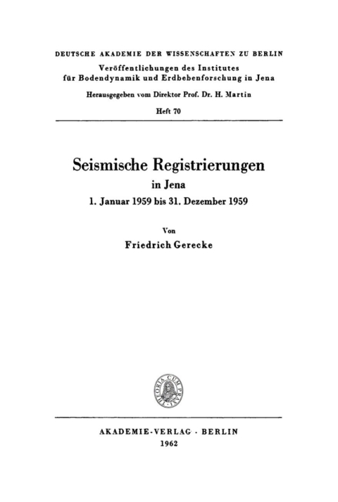Cover image for book Seismische Registrierungen in Jena