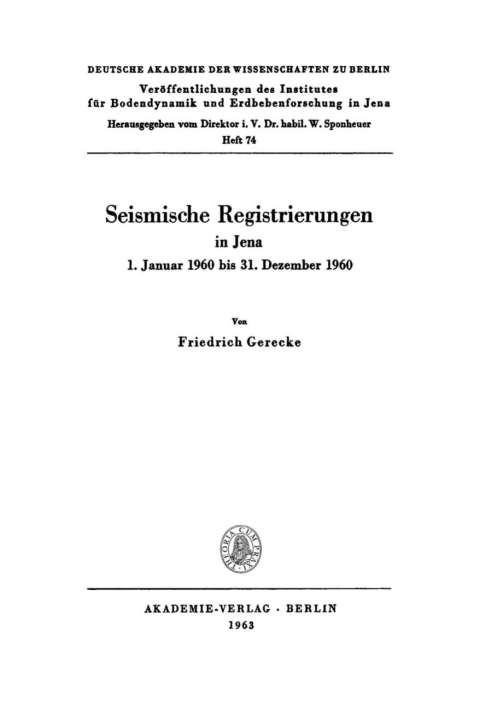 Cover image for book Seismische Registrierungen in Jena