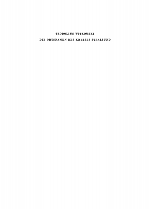 Cover image for book Die Ortsnamen des Kreises Stralsund