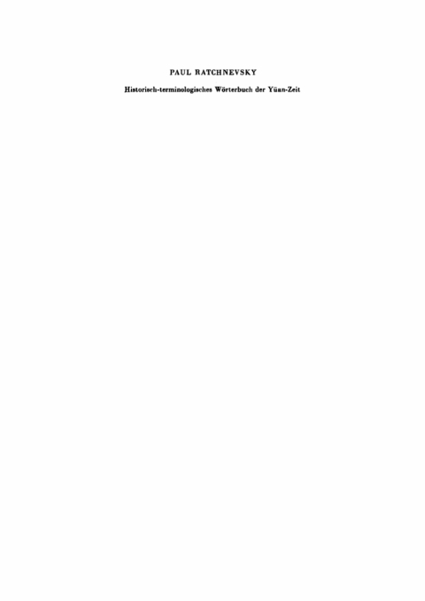 Cover image for book Historisch-terminologisches Wörterbuch der Yüan-Zeit