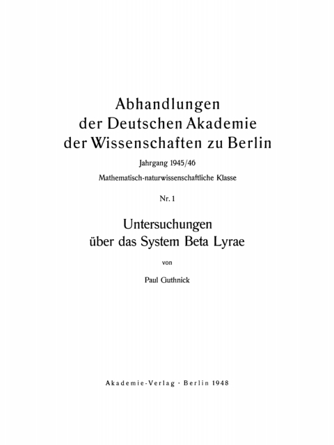 Cover image for book Untersuchungen über das System Beta Lyrae