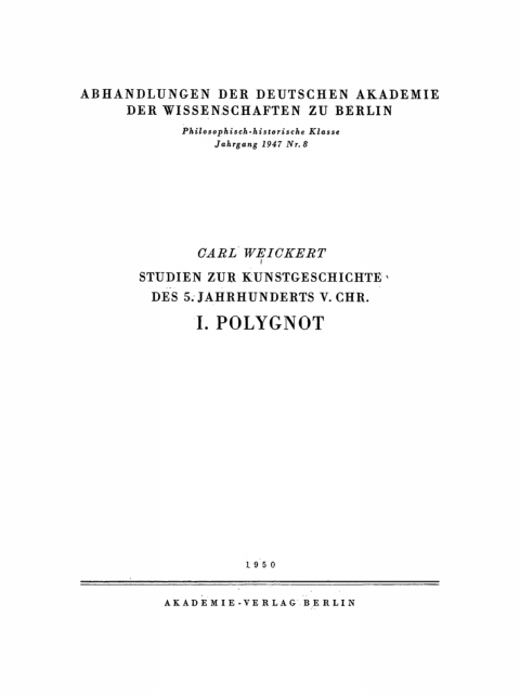 Cover image for book Studien zur Kunstgeschichte des 5. Jahrhunderts v. Chr., Teil 1. Polygnot