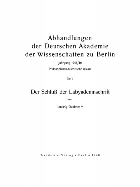Cover image for book Der Schluß der Labyadeninschrift