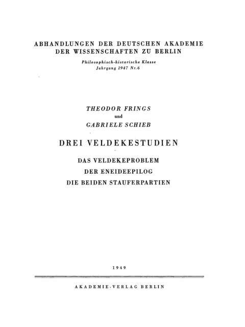 Cover image for book Drei Veldekestudien