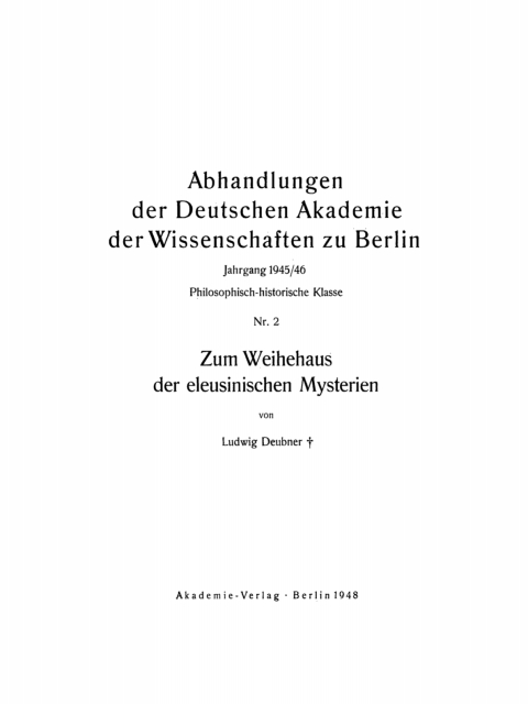 Cover image for book Zum Weihehaus der eleusinischen Mysterien