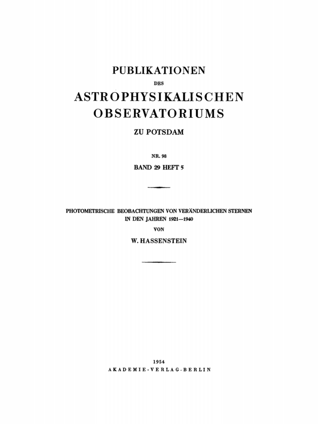 Page Fidelity Photometrische Beobachtungen von veränderlichen Sternen in den Jahren 1921–1940; $174.26