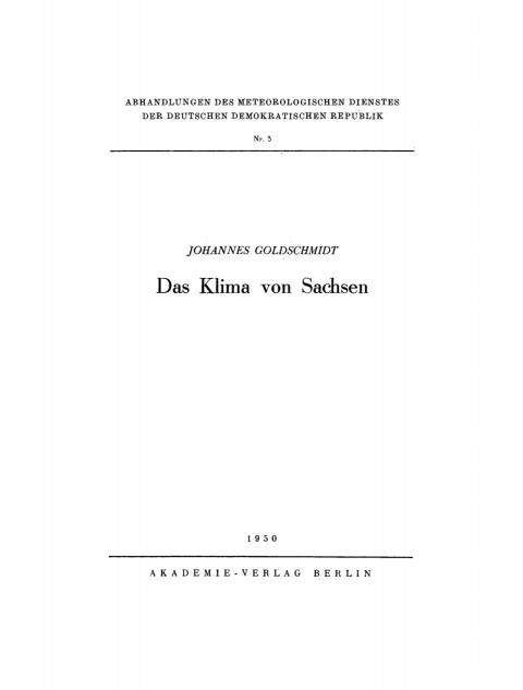 Cover image for book Das Klima von Sachsen