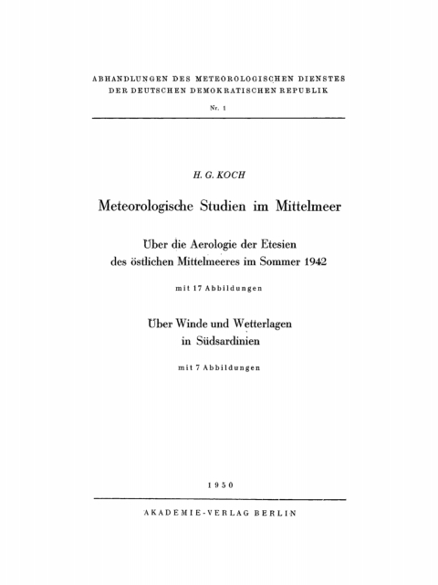 Cover image for book Meteorologische Studien im Mittelmeer