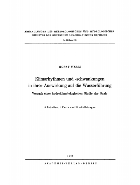 Cover image for book Klimarhythmen und -schwankungen in ihrer Auswirkung auf die Wasserführung
