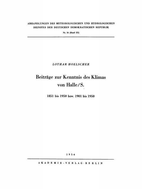 Cover image for book Beiträge zur Kenntnis des Klimas von Halle/S.