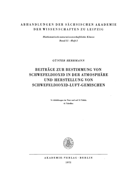 Cover image for book Beiträge zur Bestimmung von Schwefeldioxid in der Atmosphäre und Herstellung von Schwefeldioxid-Luft-Gemischen