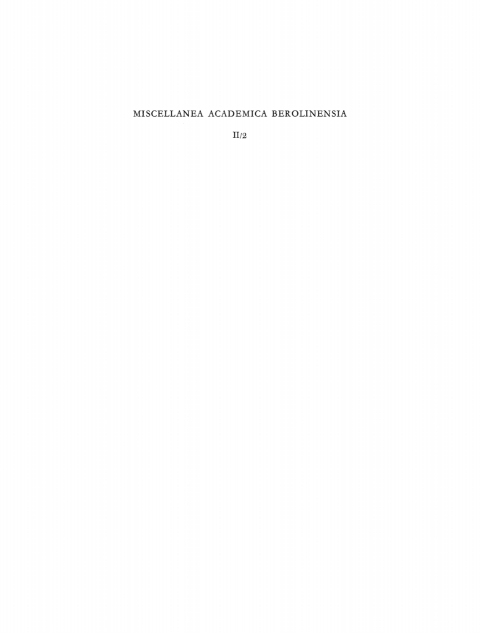 Cover image for book Miscellanea Academica Berolinensia. Band II/2