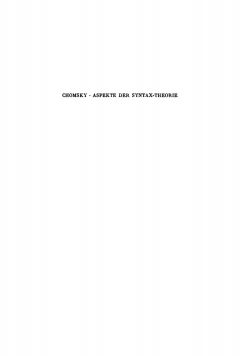 Cover image for book Aspekte der Syntax-Theorie