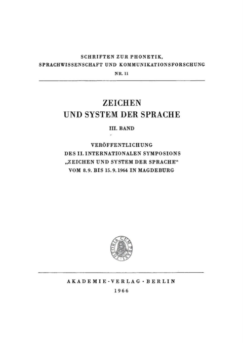 Cover image for book Zeichen und System der Sprache. Band 3
