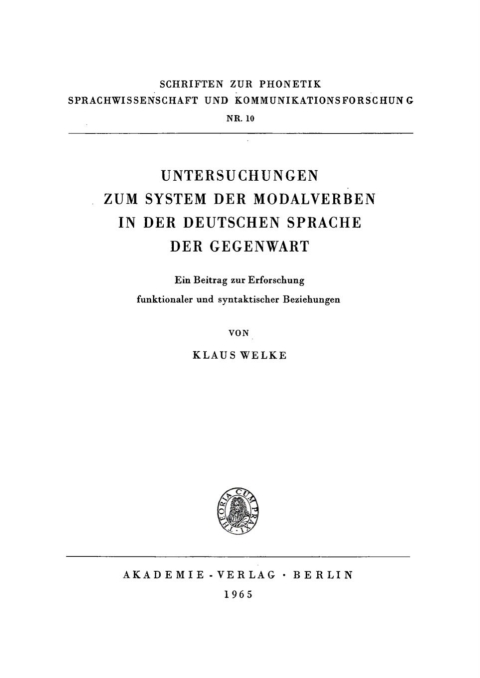 Cover image for book Untersuchungen zum System der Modalverben in der deutschen Sprache der Gegenwart