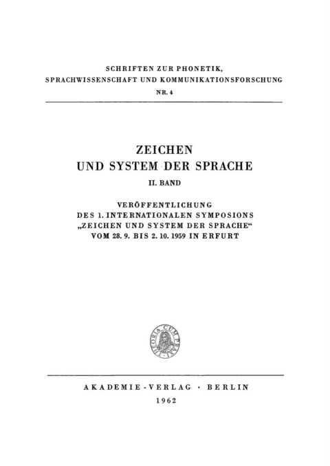 Cover image for book Zeichen und System der Sprache. Band 2