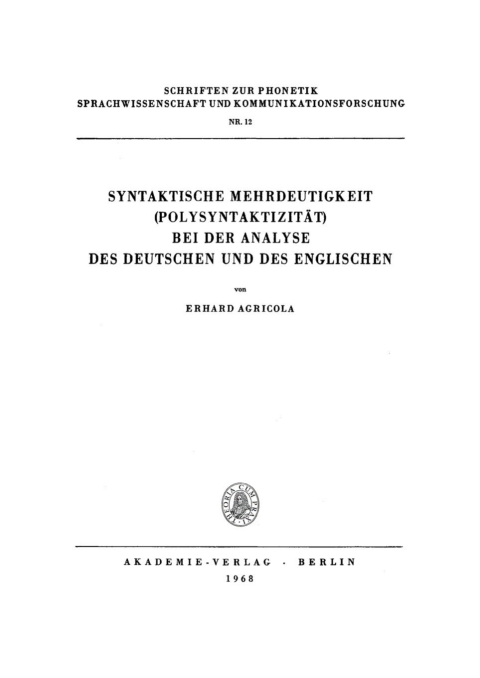Cover image for book Syntaktische Mehrdeutigkeit (Polysyntaktizität) beider Analyse des Deutschen und des Englischen