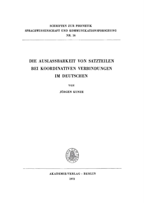 Cover image for book Die Auslassbarkeit von Satzteilen bei koordinativen Verbindungen im Deutschen