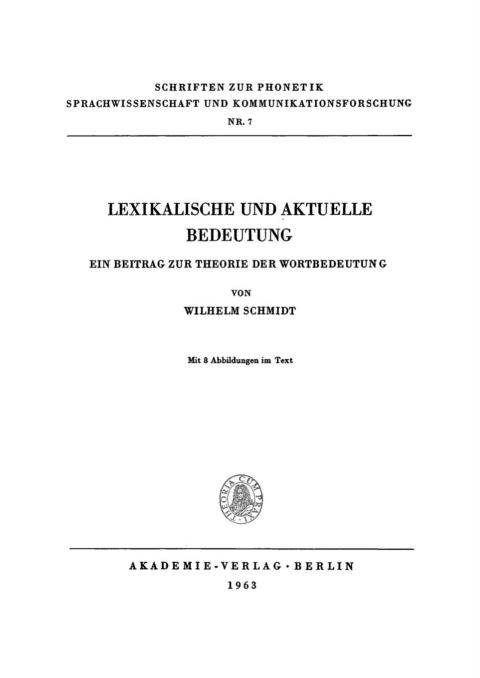 Cover image for book Lexikalische und aktuelle Bedeutung