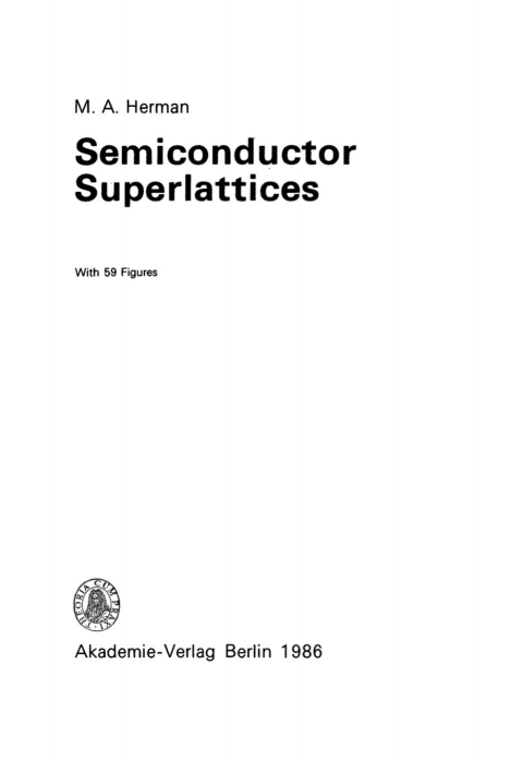 Cover image for book Semiconductor Superlattices