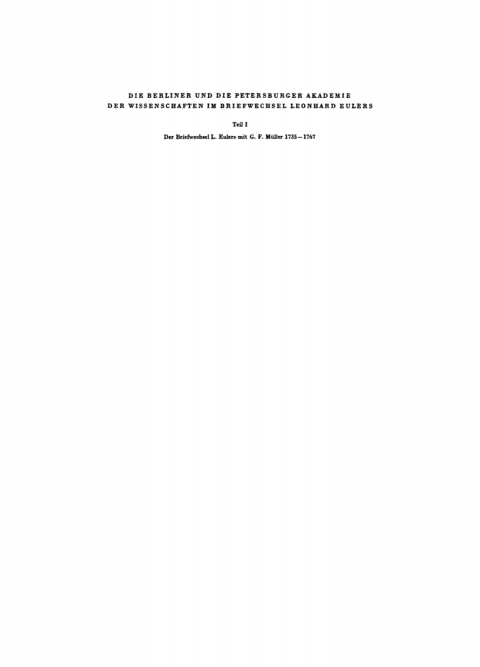Cover image for book Der Briefwechsel L. Eulers mit G. F. Müller