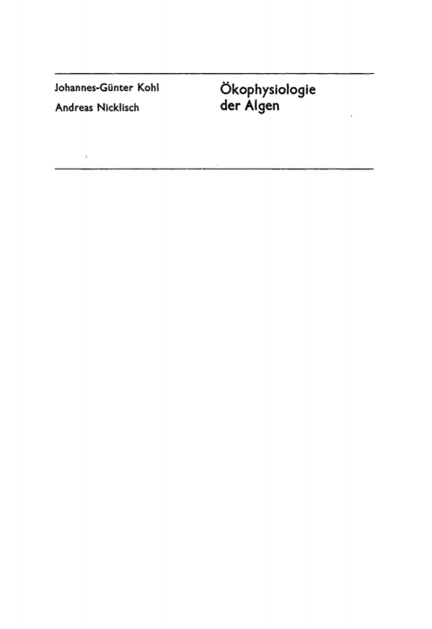 Cover image for book Ökophysiologie der Algen