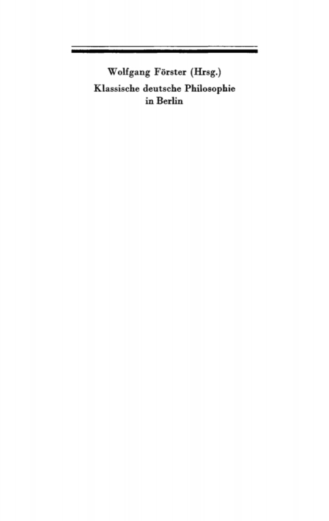 Cover image for book Klassische deutsche Philosophie in Berlin