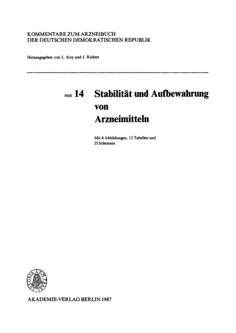 Cover image for book Stabilität und Aufbewahrung von Arzneimitteln