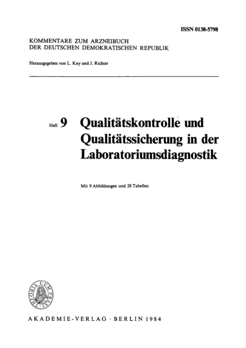 Cover image for book Qualitätskontrolle und Qualitätssicherung in der Laboratoriumsdiagnostik
